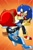 Size: 1340x2048 | Tagged: safe, artist:kittytale, sally acorn, sonic the hedgehog, chipmunk, hedgehog, 2026, alternate outfit, alternate universe, archie sonic the hedgehog, clothes, cosplay, duo, female, fighting, looking at each other, male, ringblader, roboticized, rwby, sally x sonic, shipping, sparring, straight