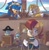 Size: 2073x2133 | Tagged: safe, artist:angiethecat, miles "tails" prower, sally acorn, sonic the hedgehog, chao, chipmunk, fox, hedgehog, 2026, agender, alternate outfit, barrel, bottle, box, bucket, clouds, daytime, distracted, exclamation mark, female, group, hat, holding something, looking at them, male, mouth open, outdoors, pirate hat, pirate outfit, ring, ringblader, rope, sally x sonic, ship, shipping, sitting, steering wheel, straight, straw hat, vehicle, water