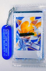 Size: 1305x2000 | Tagged: safe, artist:panhaley54803, sonic the hedgehog, super sonic, censor bar, censored, charm, english text, heart, holding something, mouth open, racing suit, smile, solo, super form