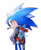 Size: 867x1052 | Tagged: safe, artist:panhaley54803, moto bug, sonic the hedgehog, backpack, badnik, clothes, grin, hoodie, looking at viewer, looking back, looking back at viewer, simple background, skateboard, smile, smiling at viewer, solo, standing, white background