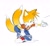 Size: 2000x1832 | Tagged: safe, artist:panhaley54803, miles "tails" prower, fox, alternate shoes, clothes, frown, fully clothed, holding something, kneeling, male, overalls, reaching out, shirt, simple background, solo, white background, wrench