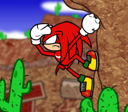 Size: 956x836 | Tagged: safe, artist:captainquack64, knuckles the echidna, echidna, cactus, gloves, male, shoes