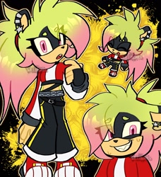 Size: 1868x2048 | Tagged: safe, artist:willowails, oc, oc:jinx (willowails), tenrec, 2026, beanbrows, cute, eye clipping through hair, eyebrow clipping through hair, fankid, looking at viewer, magical lesbian spawn, mouth open, oc only, ocbetes, outline, parent:amy, parent:surge, parents:surgamy, ponytail, sharp teeth, smile, solo, triality