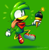 Size: 684x700 | Tagged: safe, artist:girgrunny, bean the dynamite, bomb, green background, holding something, ice cream, ice cream cone, mouth open, open smile, simple background, smile, solo, tongue out, treads