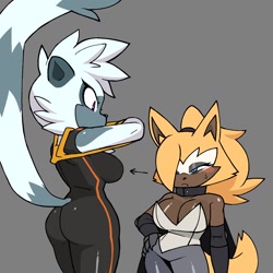 Size: 1420x1420 | Tagged: safe, artist:ryuuu_k1, tangle the lemur, whisper the wolf, shipping, tangle x whisper