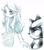 Size: 1748x1971 | Tagged: safe, artist:marimo838, maria robotnik, shadow the hedgehog, hedgehog, human, clothes, dress, duo, looking at them, monochrome, simple background, sitting, sketch, smile, white background