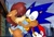 Size: 1865x1251 | Tagged: safe, artist:blnkn01z, artist:swaggskooool, sally acorn, sonic the hedgehog, chipmunk, hedgehog, 2026, building, daytime, duo, eyes closed, female, hands on another's cheek, kiss, kiss on cheek, male, redraw, sally x sonic, sally's vest and boots, shipping, sonic satam, straight, watermark