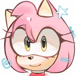 Size: 1280x1280 | Tagged: safe, artist:yulics, amy rose, hedgehog, 2026, eyelashes, female, icon, looking at viewer, signature, simple background, smile, solo, solo female, star (symbol), white background