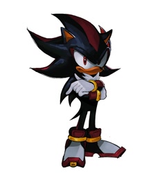 Size: 936x999 | Tagged: safe, artist:orbity01, shadow the hedgehog, hedgehog, 2026, arms folded, frown, looking at viewer, male, simple background, solo, standing, white background