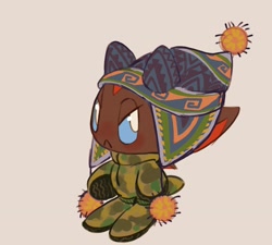 Size: 2048x1843 | Tagged: safe, artist:cat-makesart, chao, 2026, agender, chaobetes, character chao, coat, cute, frown, grey background, hat, looking offscreen, shadow chao, simple background, solo, solo agender, standing, winter outfit