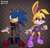 Size: 3608x3428 | Tagged: safe, artist:kitareartist, bunnie rabbot, sonic the hedgehog, hedgehog, rabbit, 2026, alternate universe, duo, female, fist, grin, looking at viewer, looking offscreen, male, pose, roboticized, role swap, standing