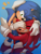 Size: 2212x2878 | Tagged: safe, artist:arcana-coelestia, knuckles the echidna, sonic the hedgehog, echidna, hedgehog, 2023, absurd res, clenched teeth, duo, eyes closed, gradient background, holding each other, hugging, lidded eyes, looking at them, male, smile, standing