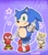 Size: 1748x2001 | Tagged: safe, artist:marimo838, knuckles the echidna, miles "tails" prower, sonic the hedgehog, echidna, fox, hedgehog, costume, fist, group, looking at viewer, male, outline, pose, signature, smile, smiling at viewer, standing, star (symbol), team sonic, trio, waving