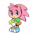 Size: 1048x1126 | Tagged: safe, artist:marimo838, amy rose, hedgehog, amy's schoolgirl outfit, amybetes, chaos emerald, classic amy, classic sonic (universe), clothes, cute, female, holding something, simple background, skirt, smile, solo, standing, white background