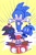 Size: 700x1066 | Tagged: safe, artist:marimo838, robotnik, sonic the hedgehog, chao, hedgehog, human, character chao, eyes closed, group, male, mouth open, open mouth, shadow chao, simple background, smile, sonic chao, stomping, tears, yellow background