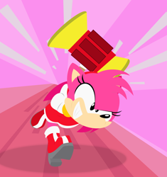 Size: 800x850 | Tagged: safe, artist:rustybcat, amy rose, female, piko piko hammer, running