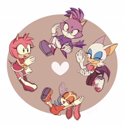 Size: 2006x2048 | Tagged: safe, artist:pixlokita, amy rose, blaze the cat, cream the rabbit, rouge the bat