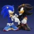 Size: 1080x1080 | Tagged: safe, artist:hunicrio, shadow the hedgehog, sonic the hedgehog, hedgehog, 3d, alternate shoes, duo, male, pointing, puma, redraw, shoes