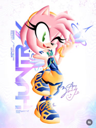 Size: 1170x1554 | Tagged: safe, amy rose, hedgehog, alternate outfit, alternate shoes, cosplay, crossover, female, k-pop demon hunters, solo