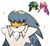 Size: 1185x1100 | Tagged: safe, artist:tiramisuuuu_6, jet the hawk, storm the albatross, wave the swallow, albatross, swallow, alternate hairstyle, babylon rogues, birt, emo, female, hawk, male, solo focus, sparkles, trio