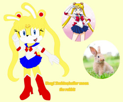 Size: 984x812 | Tagged: safe, artist:moonsonic1, rabbit, bow, bowtie, clothes, female, irl, magical girl, mobianified, sailor moon, skirt, solo, usagi tsukino
