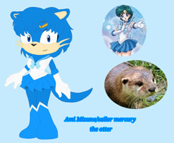 Size: 984x812 | Tagged: safe, artist:moonsonic1, otter, ami mizuno, bow, bowtie, clothes, female, irl, magical girl, mobianified, sailor moon, skirt, solo