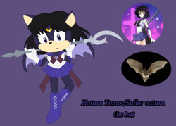 Size: 1280x914 | Tagged: safe, artist:moonsonic1, bat, bow, bowtie, clothes, female, hotaru tomoe, irl, magical girl, mobianified, sailor moon, skirt, solo