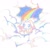 Size: 1382x1330 | Tagged: safe, artist:aleespace-art, chao, 2026, agender, blushing, chao week, chaos chao, clouds, daytime, halo, hero chao, hero chaos chao, looking offscreen, mouth open, outdoors, rainbow, sitting, sketch, solo