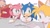 Size: 1764x995 | Tagged: safe, artist:sonicnewunivers, amy rose, miles "tails" prower, robotnik, sonic the hedgehog, fox, hedgehog, human, 2025, amy's halterneck dress, amybetes, arms folded, clothes, cute, dialogue, dress, female, frown, group, hand on arm, holding something, looking at something, looking at them, male, mouth open, open smile, paper, simple background, sitting, smile, sonabetes, spanish text, speech bubble, table, tailabetes, talking, text, white background
