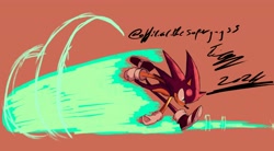 Size: 3800x2100 | Tagged: safe, artist:superguy551, sonic the hedgehog, 2025, brown background, male, running, simple background, smile, solo