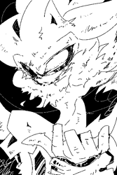 Size: 400x600 | Tagged: safe, artist:34_6, silver the hedgehog, 2026, greyscale, lidded eyes, monochrome, solo