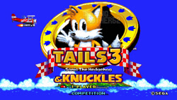Size: 1280x725 | Tagged: safe, artist:gamingbro523, miles "tails" prower, sonic the hedgehog, fox, hedgehog, 2026, angel island, classic sonic, classic sonic (universe), classic tails, clouds, daytime, duo, english text, fake screenshot, island, looking at viewer, male, ocean, outdoors, redraw, role swap, smile, smiling at viewer, solo focus, sonic the hedgehog 3, sprite, text, title screen, tornado i, watermark, waving