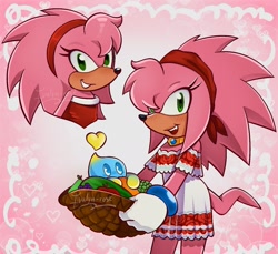 Size: 1524x1398 | Tagged: safe, artist:ivalynroses, amy rose, echidna, species swap