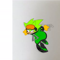 Size: 2048x2048 | Tagged: safe, artist:superguy551, oc, oc:passion the tenrec, tenrec, 2022, goggles, goggles on head, grey background, oc only, running, sharp teeth, simple background, smile, solo