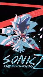 Size: 1080x1920 | Tagged: safe, artist:superguy551, sonic the hedgehog, sonic the hedgehog 2 (2022), 2022, clenched fist, hand on ground, male, solo, standing