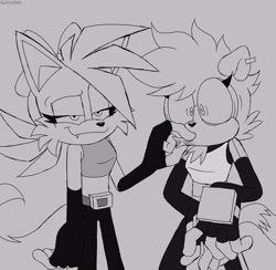 Size: 2048x1998 | Tagged: safe, artist:fartist2020, fiona fox, tangle the lemur, fox, lemur, bow, female, hair bow