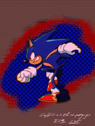 Size: 768x1024 | Tagged: safe, artist:superguy551, sonic the hedgehog, 2021, from side, grin, male, smile, solo