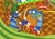 Size: 2048x1489 | Tagged: safe, artist:superguy551, sonic the hedgehog, green hill zone, 2021, anniversary, bridge, classic sonic, classic sonic (universe), daytime, dust clouds, grass, holding something, loop, outdoors, palm tree, running, self paradox, smile, sonic boom (tv), sunflower, trio, water, waterfall