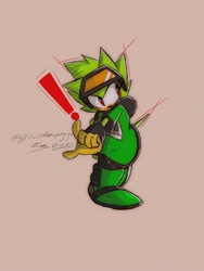 Size: 1536x2048 | Tagged: safe, artist:superguy551, oc, oc:passion the tenrec, tenrec, 2021, exclamation mark, female, oc only, simple background, solo, standing, traditional media