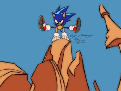 Size: 2048x1536 | Tagged: safe, artist:superguy551, sonic the hedgehog, sonic cd, 2021, classic sonic, classic sonic (universe), daytime, outdoors, redraw, solo