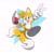 Size: 2048x2048 | Tagged: safe, artist:surprise128341, miles "tails" prower, fox, 2026, abstract background, falling, looking at viewer, male, mid-air, mouth open, open smile, smiling at viewer, solo, spread legs, treads, v sign