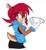 Size: 951x1024 | Tagged: safe, artist:natsublue01, sally acorn, chipmunk, 2026, chili dog, clothes, crumbs, eating, eye clipping through hair, eyebrow clipping through hair, eyelashes, female, flat colors, food, gilet, holding something, looking at viewer, redesign, signature, simple background, solo, standing, tank top, white background