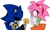 Size: 1307x780 | Tagged: safe, artist:hshoshinkai, amy rose, metal sonic, hedgehog, 2026, black sclera, blushing, classic amy, classic metal sonic, classic sonic (universe), covering mouth, duo, eyelashes, female, flat colors, flower, holding something, male, metamy, robot, scratch (injury), scuff mark, shipping, simple background, standing, straight, white background