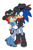 Size: 1064x1615 | Tagged: safe, artist:classicsonicsatam, sally acorn, sonic the hedgehog, chipmunk, hedgehog, 2026, alternate outfit, boots, clothes, cowboy, cowboy hat, cowboy outfit, duo, female, fully clothed, grin, hat, hugging, jacket, jeans, lasso, looking at each other, male, open mouth, open smile, pants, sally x sonic, scarf, shipping, shirt, shoes, simple background, smile, smiling at each other, standing, straight, t-shirt, white background