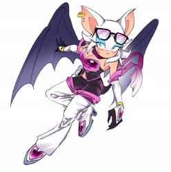 Size: 2028x2048 | Tagged: safe, artist:_gott0008, rouge the bat, 2026, alternate outfit, female, heart, simple background, solo, sunglasses, white background
