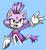 Size: 700x760 | Tagged: safe, artist:qwisse, blaze the cat, cat, 2012, blue background, female, looking offscreen, looking up, mouth open, one fang, reaching out, reaching up, simple background, solo, standing