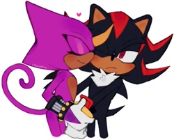 Size: 986x793 | Tagged: safe, artist:cybrnetix, espio the chameleon, shadow the hedgehog, hedgehog, 2026, blushing, chameleon, cute, duo, espibetes, eyes closed, frown, gay, heart, holding hands, looking at them, male, nuzzle, one eye closed, shadowbetes, shadpio, shipping, simple background, smile, standing, white background