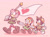 Size: 2048x1527 | Tagged: safe, artist:charmsterz, amy rose, charmy bee, cream the rabbit, bee, hedgehog, rabbit, sonic rumble, 2026, bag, belt, brown shoes, clothes, cute, eyes closed, female, flag, gloves, green shoes, hat, heart, holding hands, holding something, male, mouth open, necktie, open smile, pink background, scout outfit, shoes, simple background, skirt, smile, standing, star (symbol), treads, trio, walking