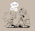 Size: 855x772 | Tagged: safe, artist:thomas_rsvd, sonic the hedgehog, human, 2024, aged up, brown background, duo, english text, eyes closed, male, monochrome, simple background, speech bubble, standing