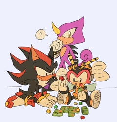 Size: 1350x1406 | Tagged: safe, artist:aleespace-art, charmy bee, espio the chameleon, shadow the hedgehog